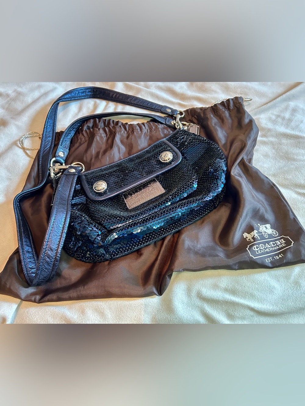 Coach Poppy Groovy “Spotlight” Sequin Bag with Silver Hardware